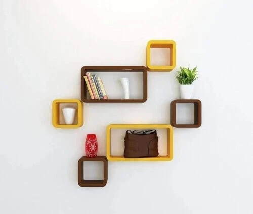 Wooden MDF Wall Wood Wall Mounted Intersecting Wall Shelves for Living Room Gift