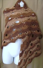 BROWN MULTI COLOR BOHO SHAWL WRAP HAND CROCHET HAND MADE HIPPIE GYPSY STYLE