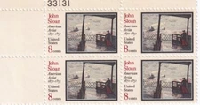 STAMP US SCOTT 1433 "John Sloan" 8 CENT 1971 MNH PB OF 4 UL