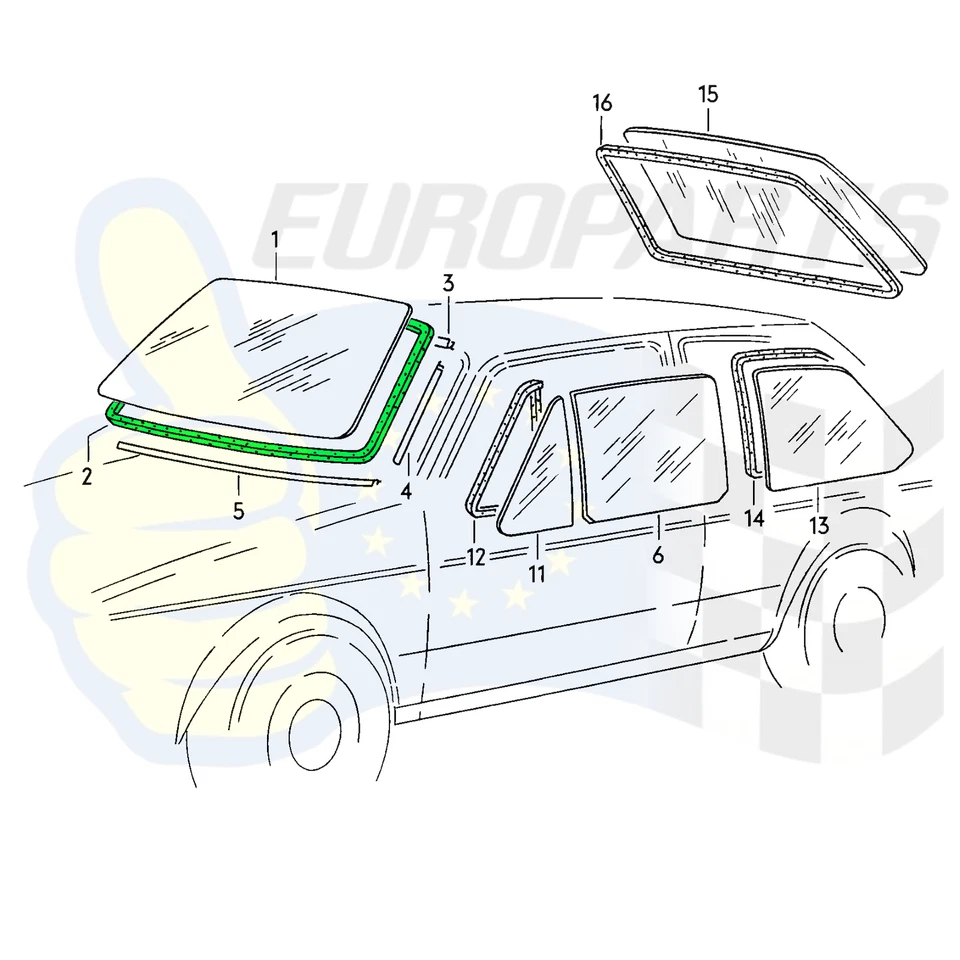 74-83 Volkswagen Rabbit MK1 Parabrisas Ventana Delantera Sello Impermeable Foto 2 de 4