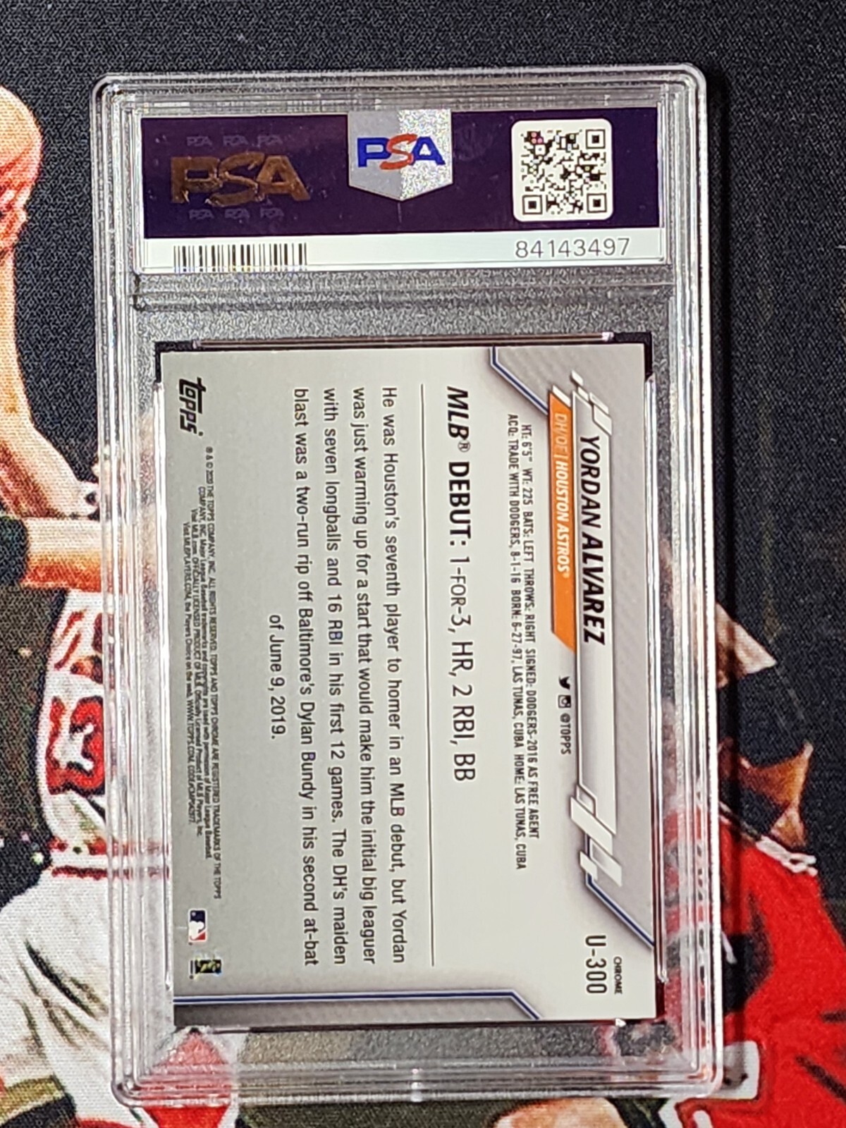 2022 Topps Chrome Update Yordan Alvarez Sapphire Edition PSA Gem Mint 10 Rookie view 2