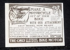 1917 Cyclemotor Sign in 9x12 Size- Special Order. Cream Background, Black Border