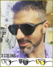 Mens Classic Vintage Retro STEAMPUNK Cyber Blinder SUN GLASSES Round Black Frame