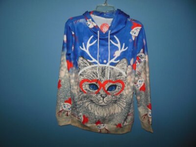 NWT Ladies U Look Ugly Brand Cat Christmas Sweatshirt Medium