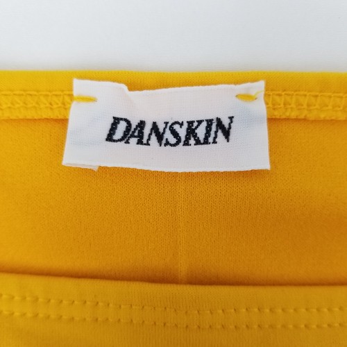 Vtg Danskin Womens XL Sunflower Yellow Nylon Crop Tank Top Built In Shelf Bra - Picture 13 of 13