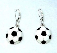 Silver Soccer Ball Earrings - Ball approx 5/8 inch diameter