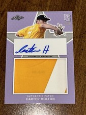 CARTER HOLTON 2020 Leaf Perfect Game JERSEY PATCH AUTOGRAPH #2/5 VANDY, BRAVES