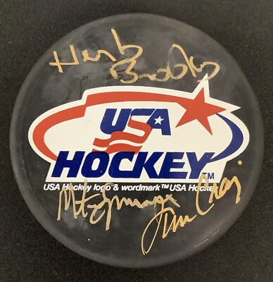 Herb Brooks Signed Puck 1980 US Hockey Team Mike Eruzione
