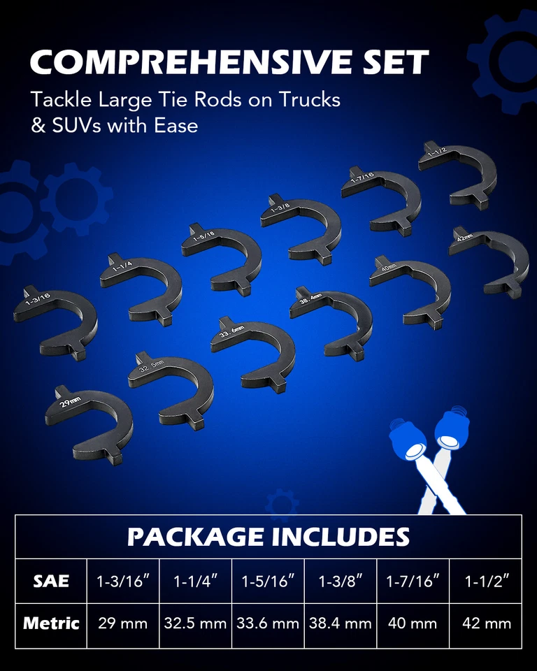 13pc Inner Tie Rod Removal Installation Tool Set with 12 SAE & Metric Adaptors Foto 3 de 4