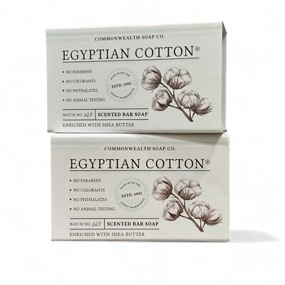 2 COMMONWEALTH SOAP TOILETRIES CST EGYPTIAN COTTON Boxed Bar Soap 8oz  NEW