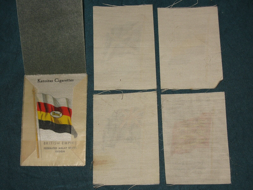 5 antique 1930s Kensitas Cigarette Silks BRITISH EMPIRE flags Malay States Perak - Picture 8 of 9