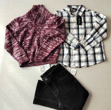 NWT Nautica Boys Size 4 - 3-Piece Outfit   Sweater Jeans  Button-Down Shirt Set