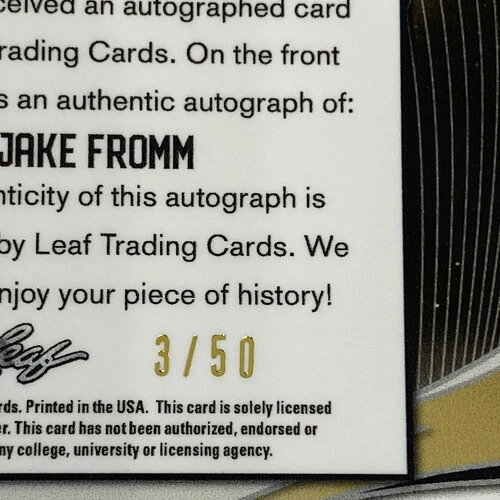 2020 Leaf Metal Silver Refractor Jake Fromm Auto Autograph #3/50 - Image 4 of 4