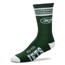 New York Jets NFL 4-Stripe Deuce Crew Socks Large 10-13 FREE SHIP!