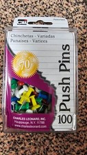 Push Pins, Assorted Colors, Box of 100