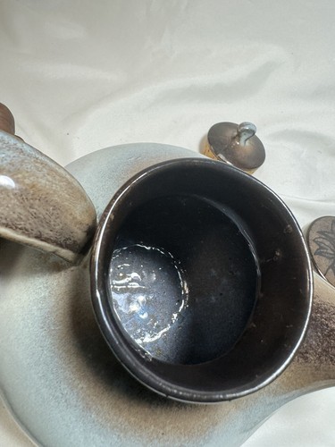 (11 Piece) Peter Pots Pottery Stoneware Mahogany Brown 4-CUP TEA SET FOR FOUR - Picture 5 of 16