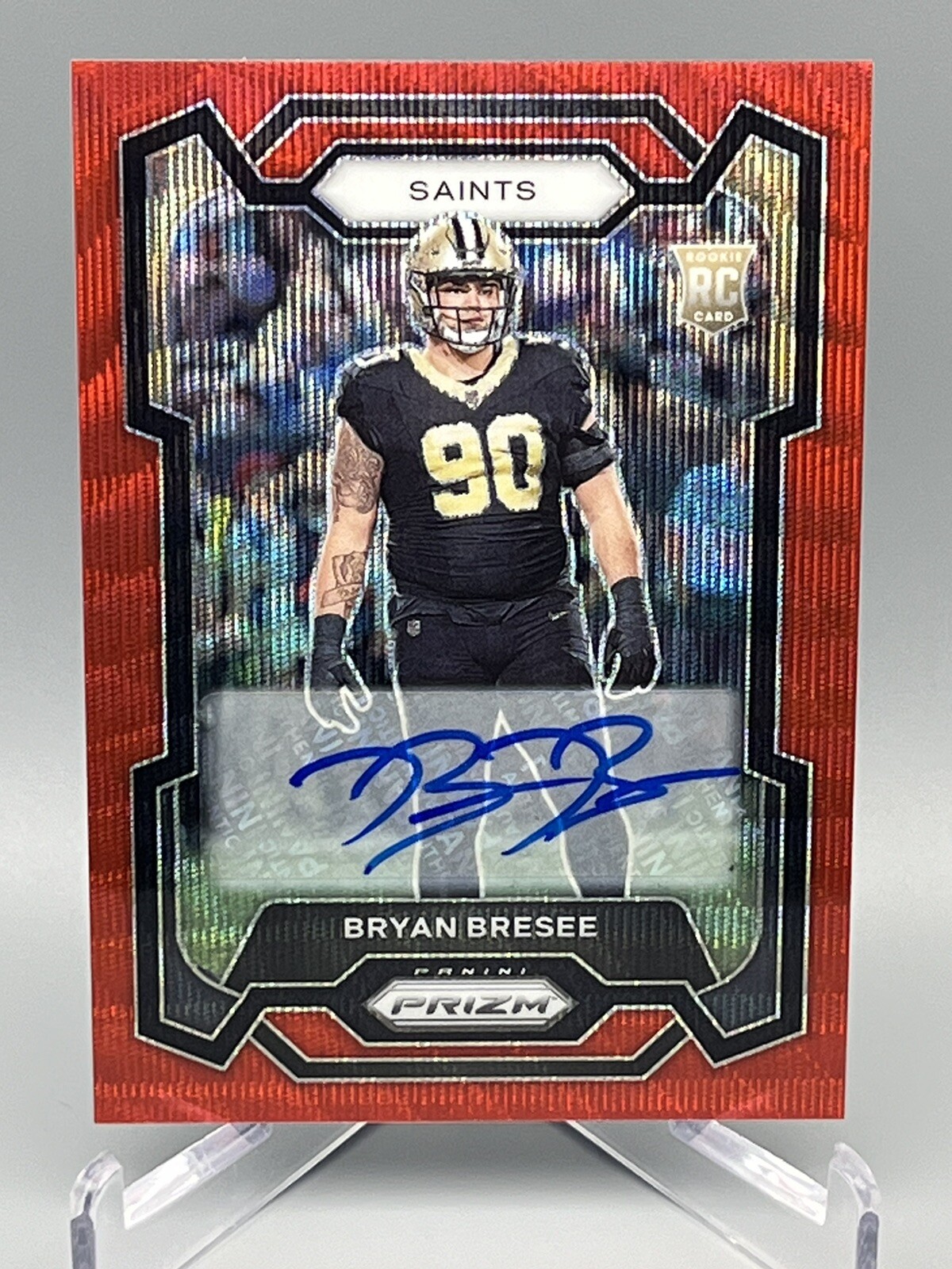 Bryan Bresee 2023 Panini Prizm #372 Ruby Wave Auto Saints RC *115/149 *