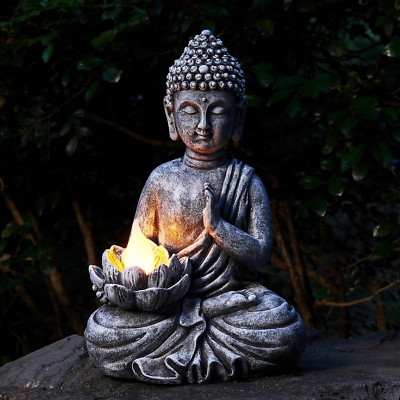 -Solar Buddha Statue for Outdoor-Garden Solar Zen Buddha Sculpture - Buddha F...