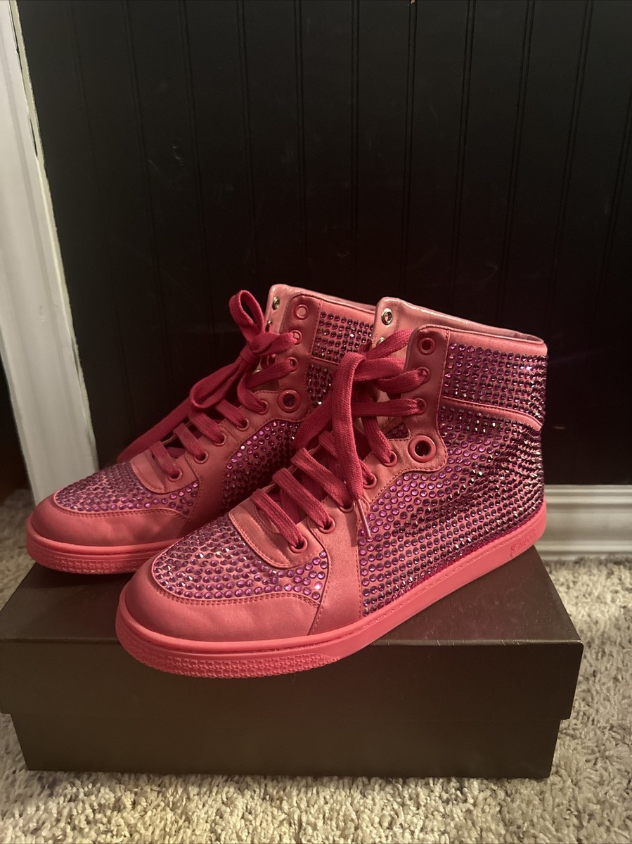 Gucci Woman's High Top Sneaker Crystal Pink 39 WORN 1 Time Gucci Woman's High Top Sneaker Crystal Pink 39 WORN 1 Time