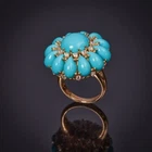 3 Ct Round Simulated Turquoise Wedding Ring 14K Yellow Gold Plated For Women's