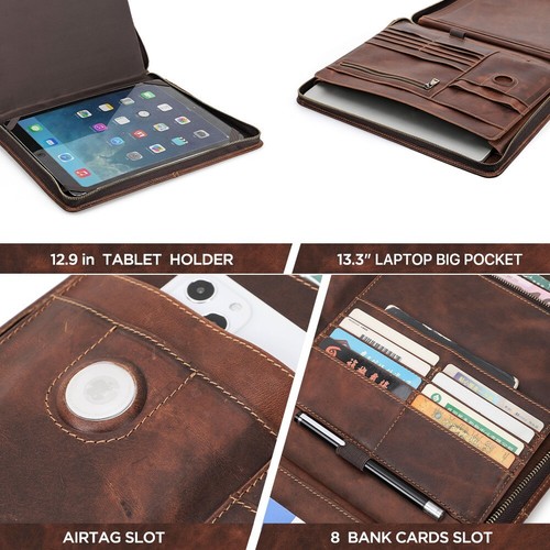 For iPad Pro 12.9 Inch Leather Tablet Sleeve Case Cover Briefcase Right Hander - Picture 6 of 9