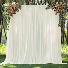 30X10Ft Wrinkle Free Ivory Backdrop Curtain for Parties Soft Fabric Drapes Weddi