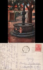Militär Scherzkarten Kinder als Soldaten am Brunnen vor dem Tore 1919