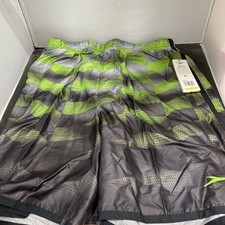 Speedo Men's Bathing Suit w/Compression  Zip Pocket Med Black/Green New
