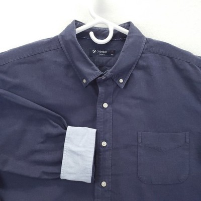 Cremieux Shirt Mens 2XL Blue Solid Long Sleeve Button Down Flip Cuff Cotton