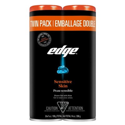 Edge Sensitive Skin Shave Gel for Men with Aloe, Twin Pack, 14 Oz