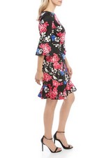 NEW NINE WEST BLACK PINK FLORAL CAREER SHEATH DRESS SIZE 10 $89