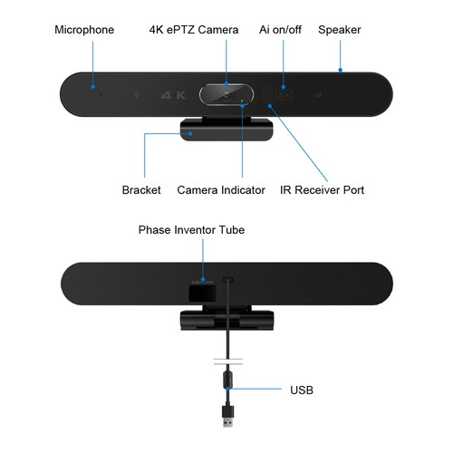 4K Camera USB Webcam HD Video Conference Camera With Microphone And Speaker TDW - Afbeelding 7 van 12