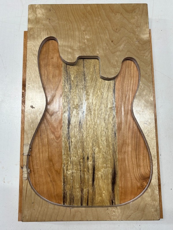 Cherry+White Limba Guitar Body Blank 21" x 15" x 1-3/4" (3-Pcs Glued Body)#64