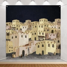 Peryiter Nativity Backdrop for Christmas 6 x 6 ft Bethlehem Town Banner Churc...