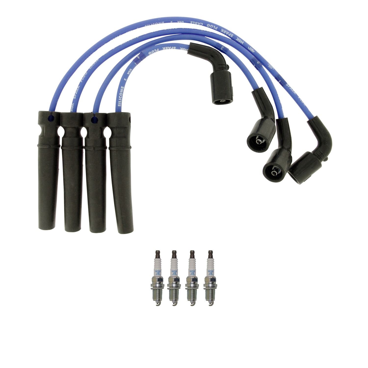 NGK 7mm Wire Set  4 Platinum Spark Plug Kit For Aveo Aveo5 Swift Wave Wave5 L4