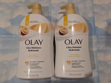 LOT (2) OLAY ULTRA MOISTURE SHEA BUTTER B3 COMPLEX BODY WASH WITH PUMP 33 FL OZ 0.99 per gallon