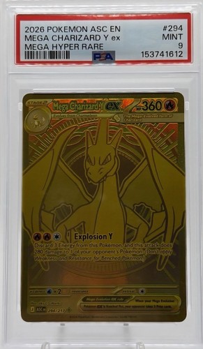 Mega Charizard Y Ex #294 Ascended Heroes PSA 9 Hyper Rare Gold Pokemon TCG