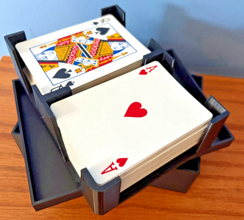 2 to 4 Deck Playing Card Tray & Box Canasta Hand & Foot Samba Gin Rummy Black - Image 2 of 4