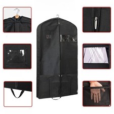 1XNon-woven Fabric Clothing Dust Cover Storage Bag with Window w/Mesh Pocket Zip
