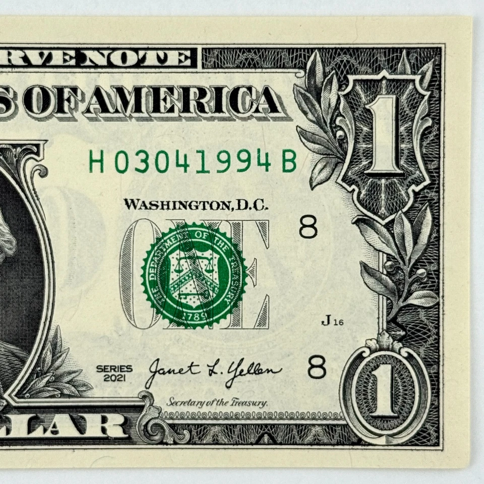 March 4th 1994 3rd April Dollar Bill Uncirculated Birthday Note $1 Fancy Serial - Image 3 of 4