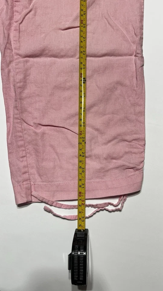 Pantalones Cappagallo para mujer rosa mezcla de lino con cordón talla S bolsillos elásticos Foto 2 de 4