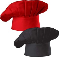 Chef Hat Set of 2 Pack Multicolor Adult Adjustable Elastic Baker Kitchen