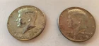 Two 1966 Kennedy Half Dollars 40% Silver One Dollar Face Value