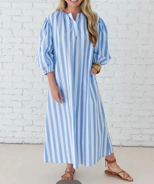 chinese dress ladies ANRABESS Womens 3/4 Sleeve Striped Slit Midi T Shirt Dresses 2026 Summer  Casual Beach Vacation Clothes Spring Travel Sundress Army Green S at Amazon  Women's Clothing store main image 0