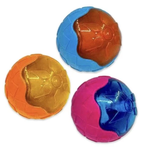 3 Piece Catch & Flash Flashing Squeaky Dog Ball Toy Light up in Dark Tough Balls