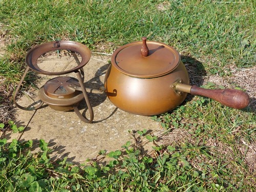 Vintage Douro Kupfer und Messing Fondue Set, Made in Portugal - Bild 2 von 19