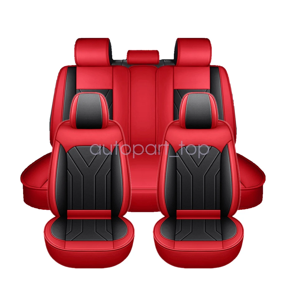 For Audi RS3 RS5 RS6 RS7 R8 PU Leather Car Seat Covers 5-Seat Front Rear Cushion - Image 3 of 4