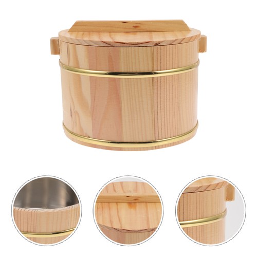 Wooden Rice Bucket Covered Bowl for Serving Container Steam Miss Steamed - Picture 2 of 12