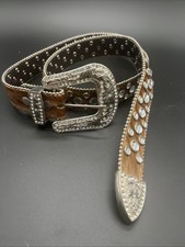 Brown Crystal Bling Western Belt, XL