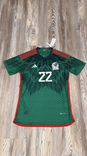 Mexico Home Green Jersey PLAYER VERSION World Cup 2022 Lozano #22 Large